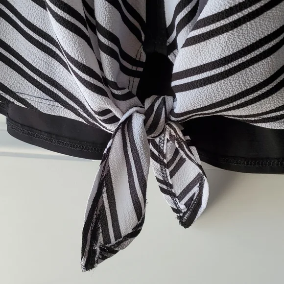 Black Striped Ruffle Sleeve Blouse - Picture 2 of 4